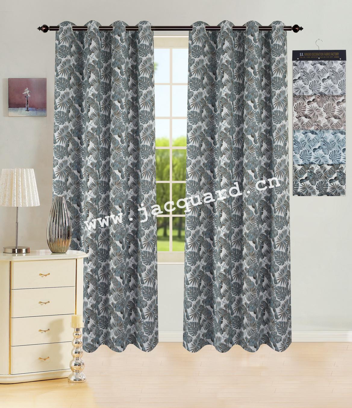 Jacquard Grommet Curtain/Eyelet Curtain for Bed room(2 Panels)