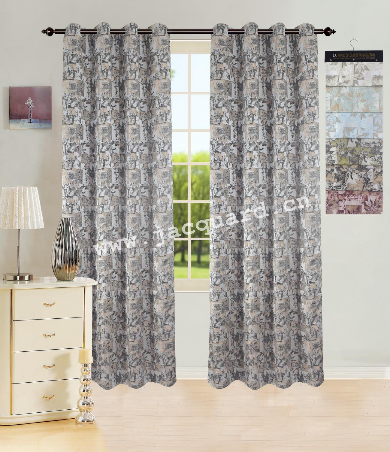 Jacquard Grommet Curtain/Eyelet  Curtain   for Bed Room Living Room(2 Panels)