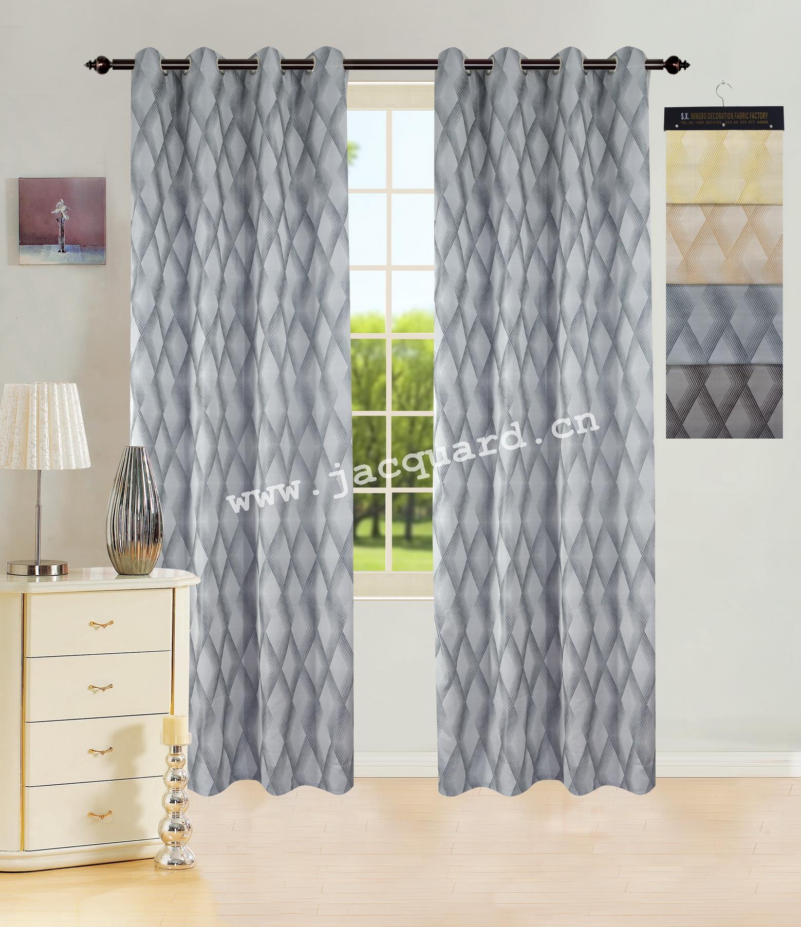 Jacquard Grommet Curtain/Eyelet  Curtain   for Bed Room Living Room(2 Panels)