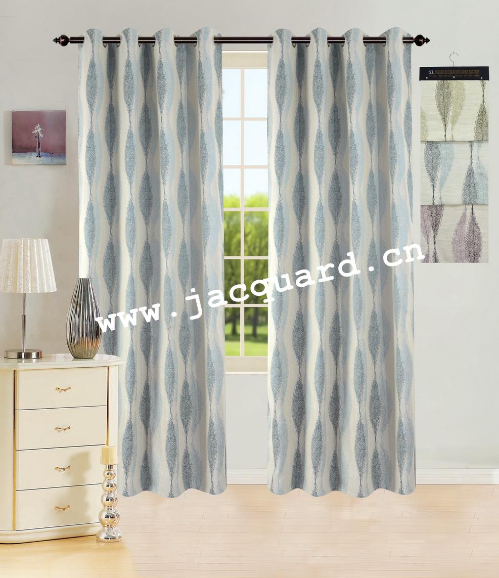 Leaves design Jacquard Curtain Grommet Curtain for Bed room Living Room