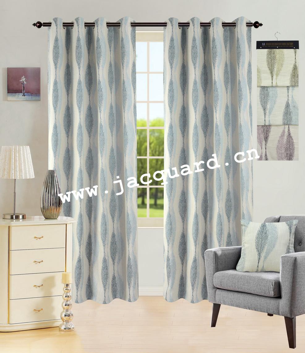 Leaves design Jacquard Curtain Grommet Curtain for Bed room Living Room