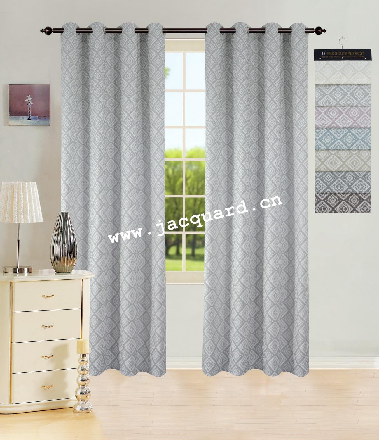 Jacquard Grommet Curtain/Eyelet  Curtain   for Bed Room Living Room(2 Panels)