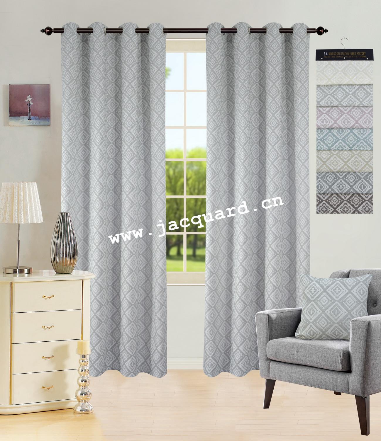 Jacquard Grommet Curtain/Eyelet  Curtain   for Bed Room Living Room(2 Panels)